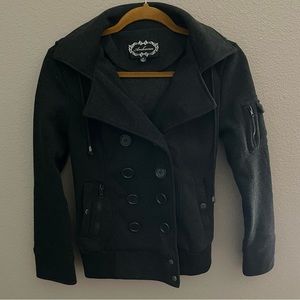 Ambiance // charcoal gray peacoat hoodie jacket